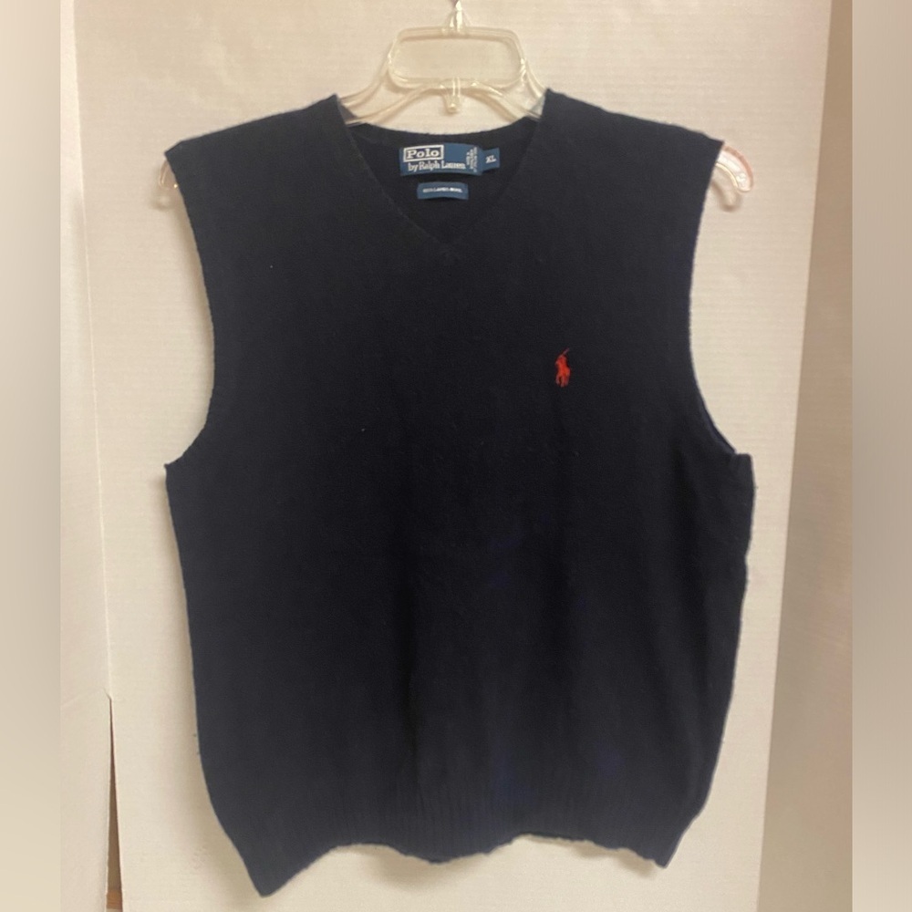 Polo Ralph Lauren Men's Navy Lambs Wool Sweater Vest XL